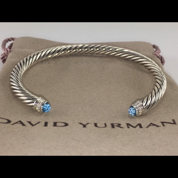 David Yurman Blue Topaz & Diamond 5mm Bracelet - Picture 2 of 4